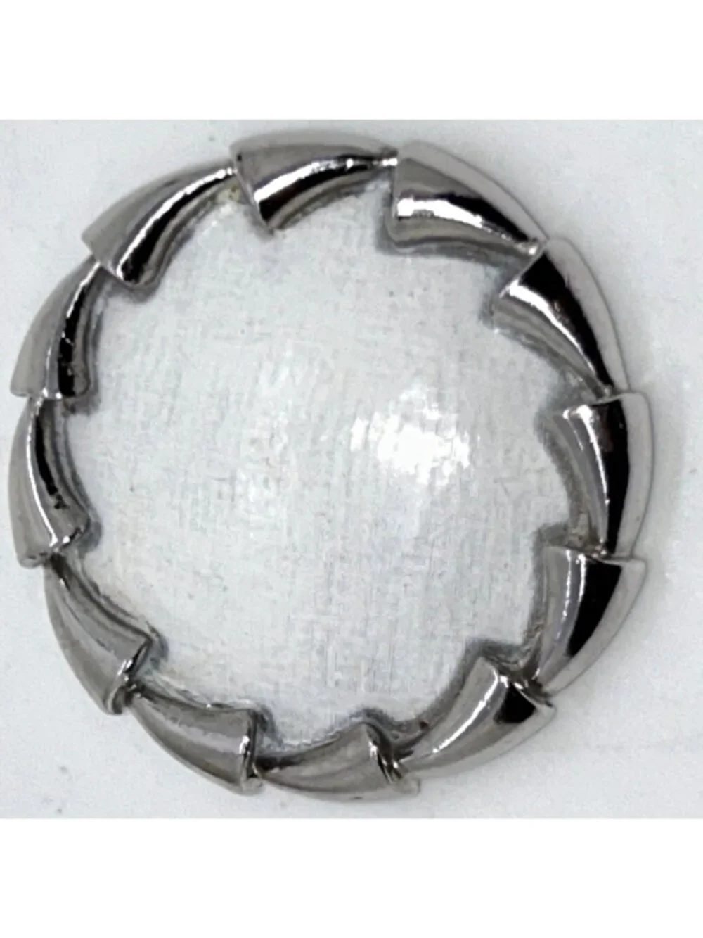Vintage Puccini Silver-Tone Round Brooch With Textured White Center Statement